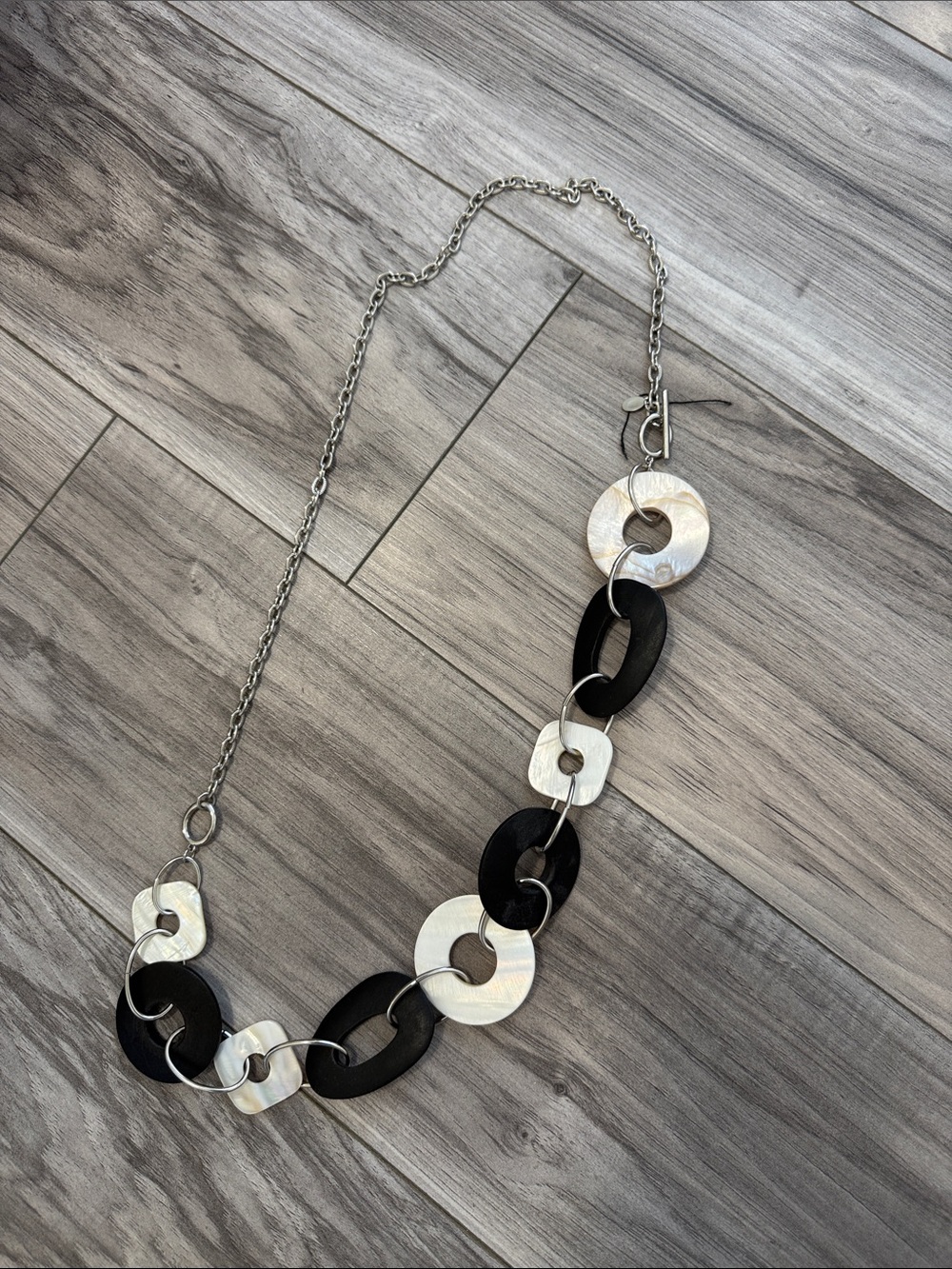 Cookie Lee Contemporary Black & Ivory Link Necklace - Women Jewelry